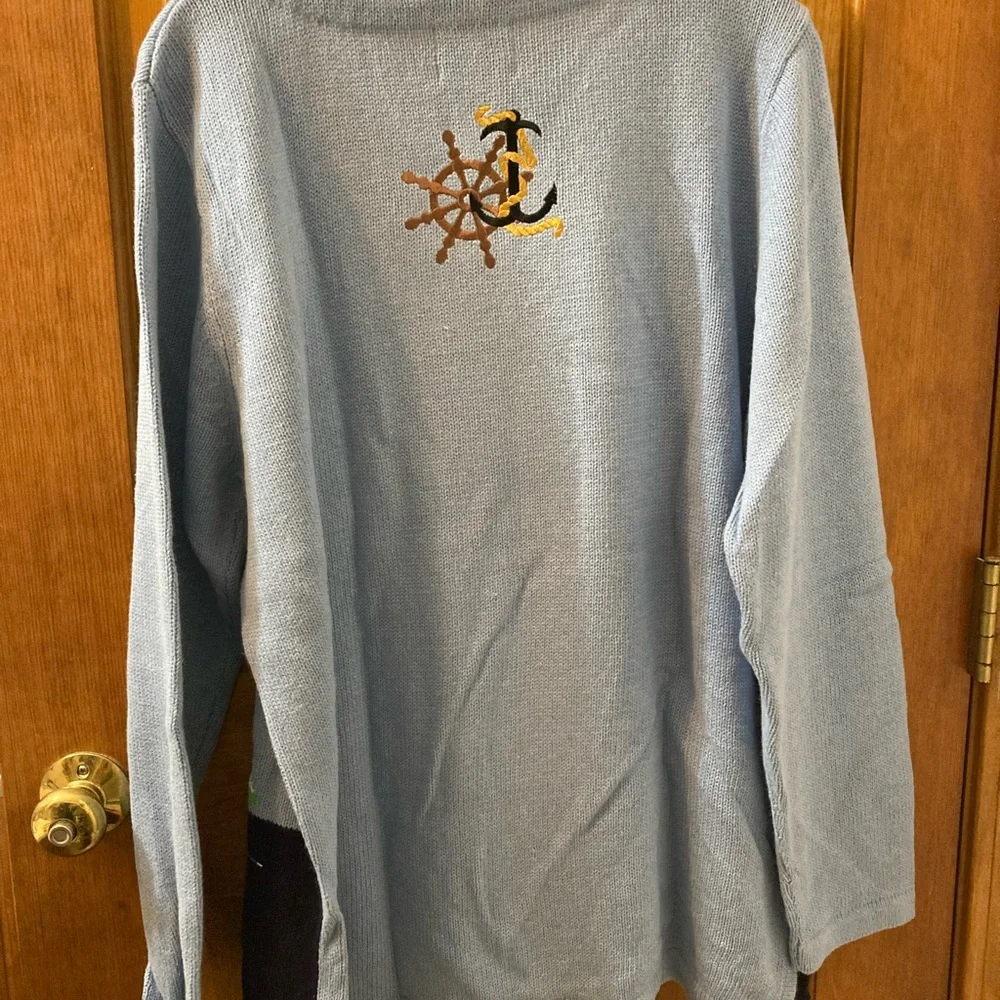 Nautical embroidered Quaker factory large sweater